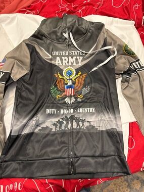 United States Army Black & Gray Zip-Up Hoodie - Duty Honor Country